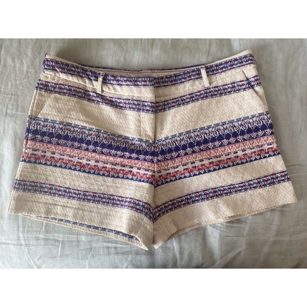 Katherine Barclay Cotton/Wool Woven Shorts Womens Size 8 Blue Red Beige Size 12